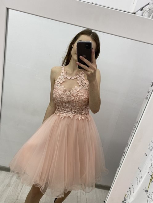 Sukienka princeska koronka gumka tył róż