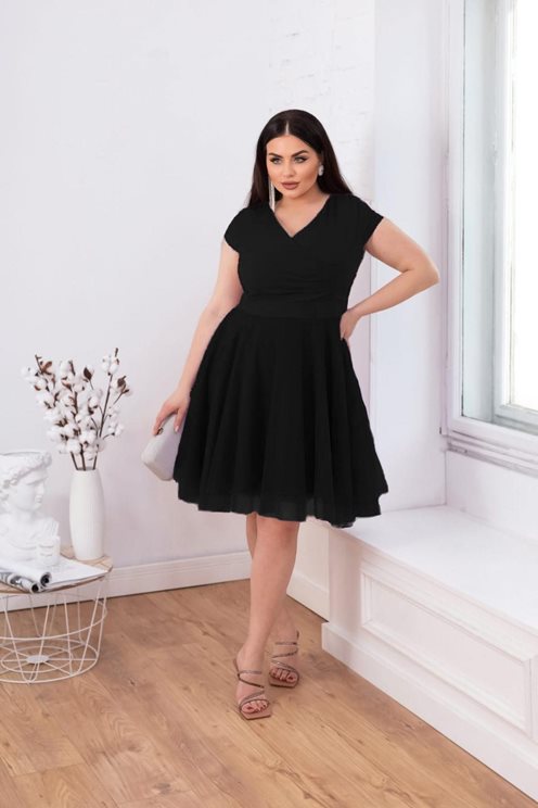 Sukienka krótka rękawek spódnica tiul czarna