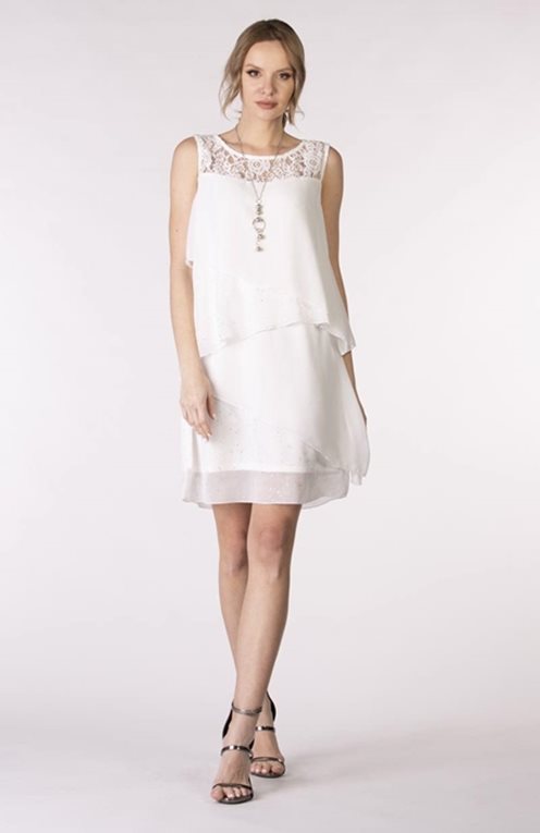 Sukienka krótka maskująca fala wzór biel