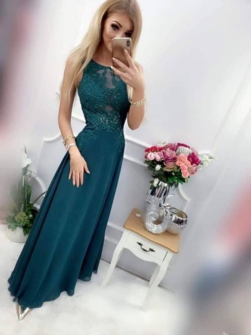 Długa sukienka gorsetowa zielona