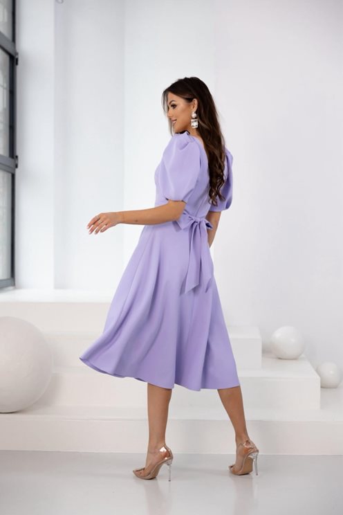 Sukienka midi bufiaste rękawki lilia