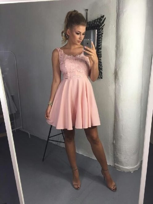 Sukienka na ramiączkach koronka róż