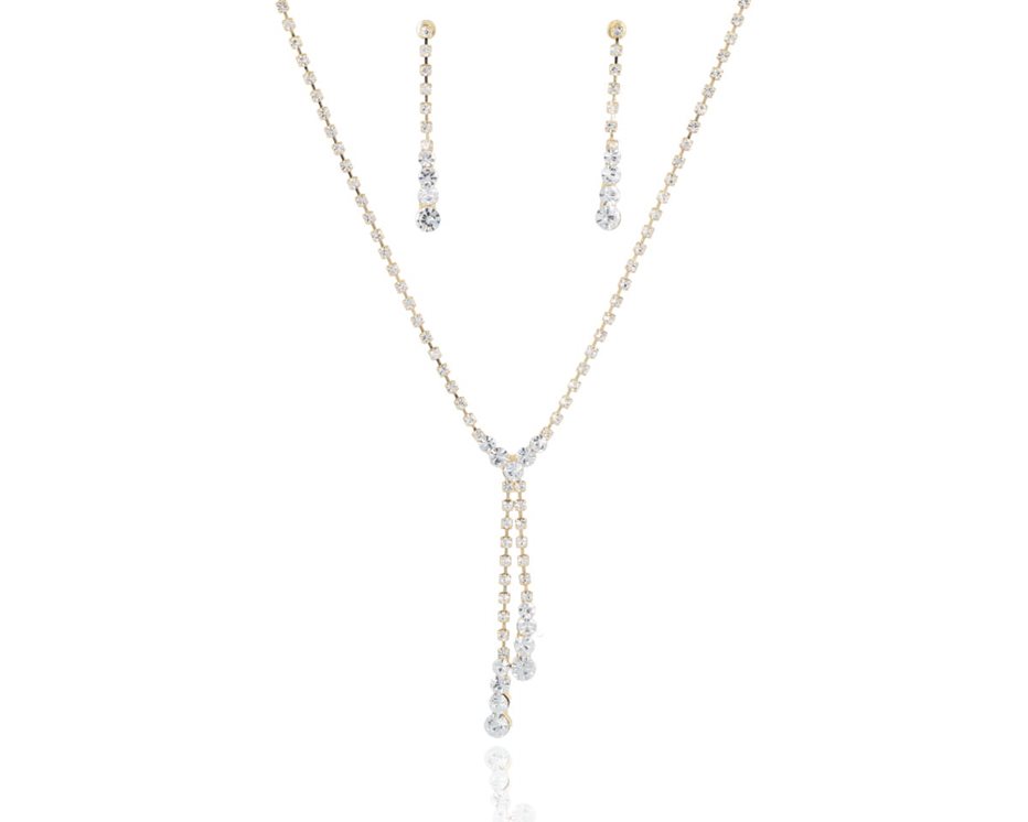 Komplet podwójne nitki srebro/ złoto