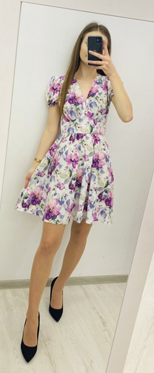 sukienka krótka zwiewna  fiolet