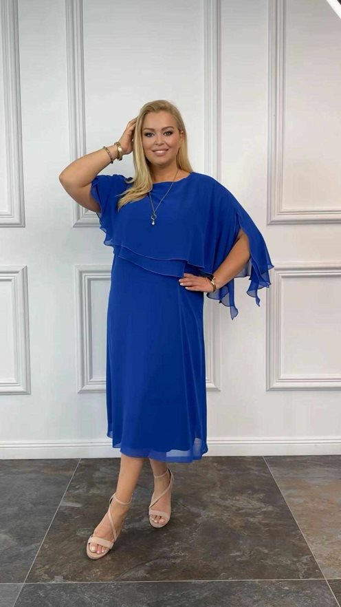 Sukienka midi prosta szyfon góra chaber