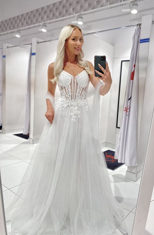 Sukienka długa gorset tiul błysk biel