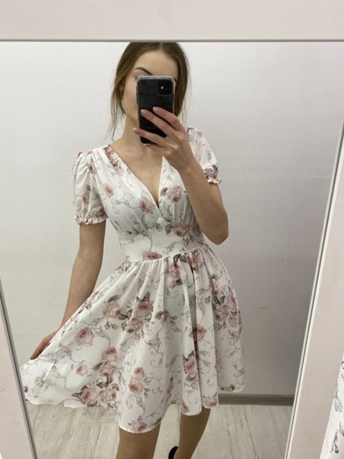 sukienka krótka zwiewna róż