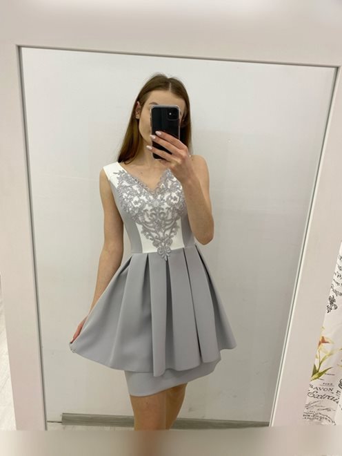 Sukienka plisowany dół szary