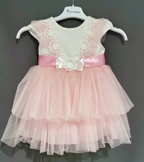 Sukienka dziecięca z falbankami na rękawku p.róż