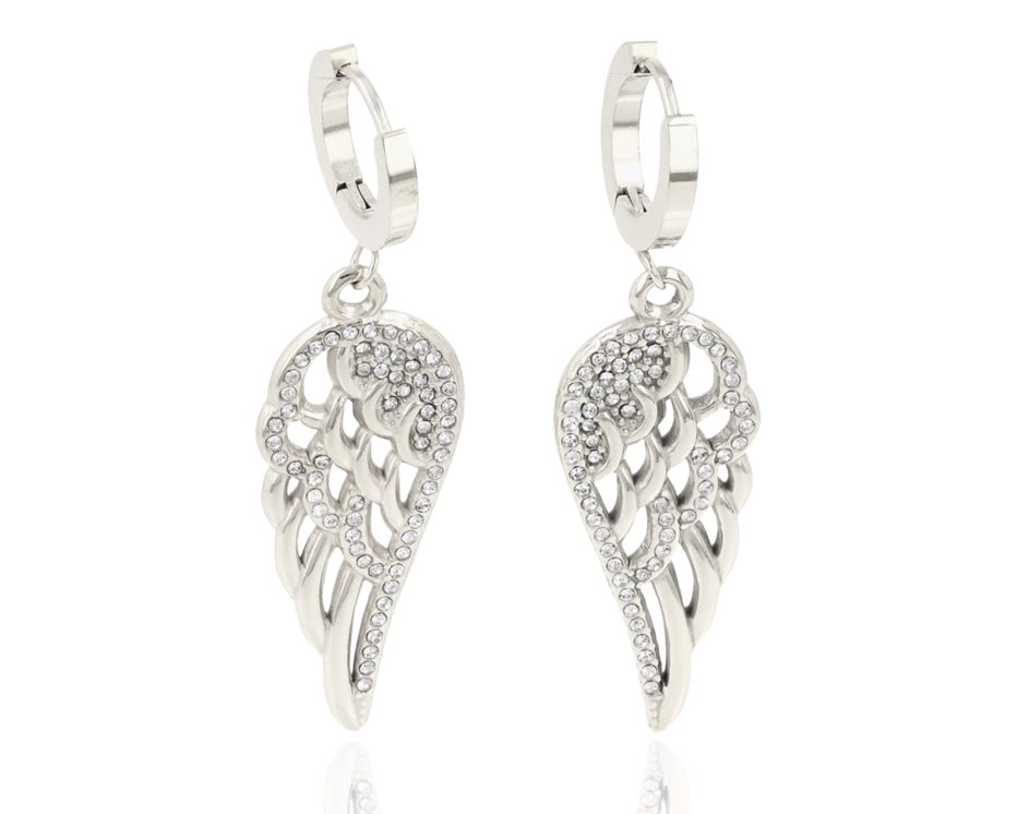Kolczyki skrzydła ażurowe cyrkonie