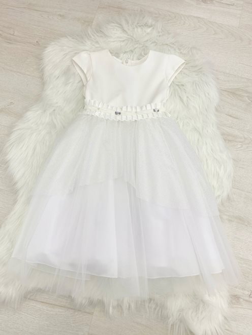 Sukienka dziecięca połysk tiul biel