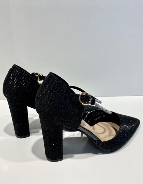 Czółenka z brokatowym paskiem Y czerń