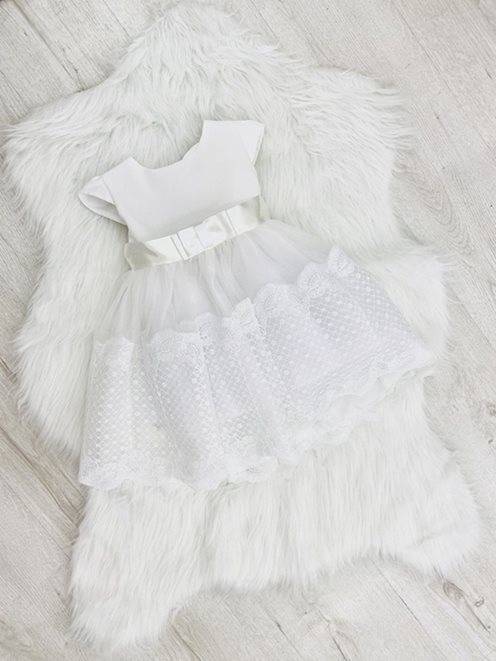 sukienka dziecięca tiul  wstążka biała