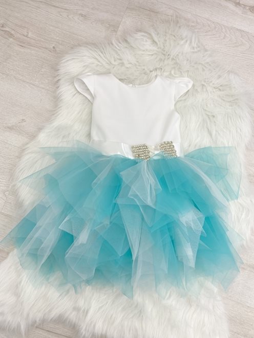 Sukienka dziecięca pierzasty dół mięta