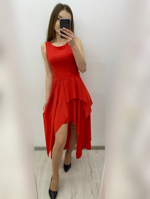 Długa sukienka piórka czerwona