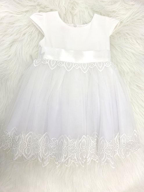 Sukienka dziecięca zdobny dół biała