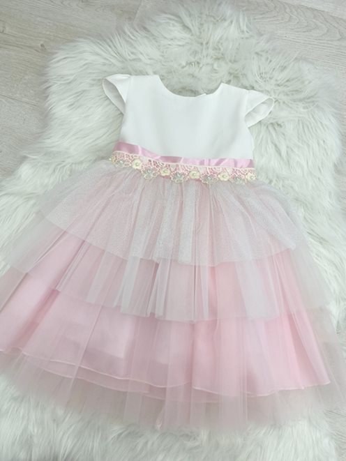 sukienka dziecięca aplikacje na dole róż