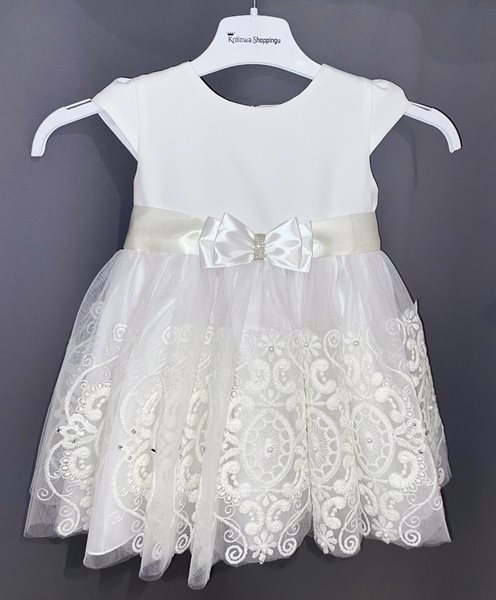 Sukienka dziecięca tiulowa koronkowy spód  biel