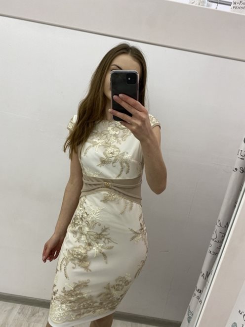 Sukienka czarna koronka góra-dół beż