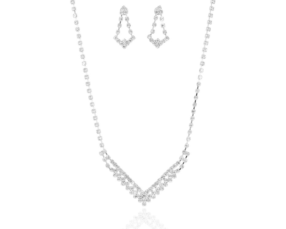 Naszyjnik cyrkonie trójkąt srebro/ złoto