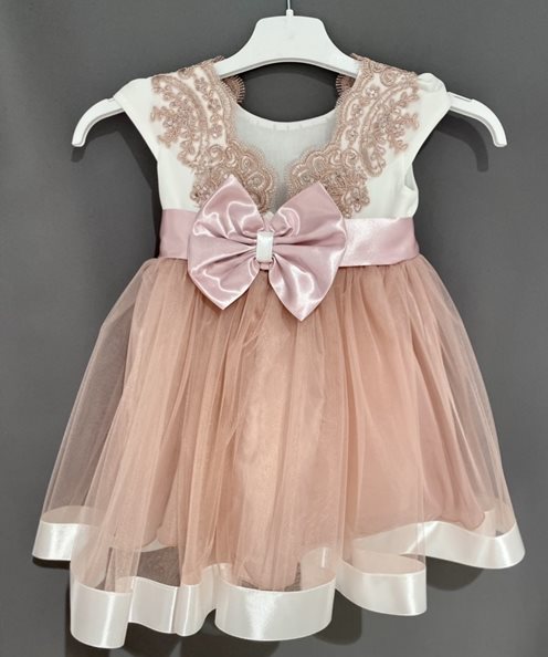Sukienka dziecięca aplikacja na plecach róż