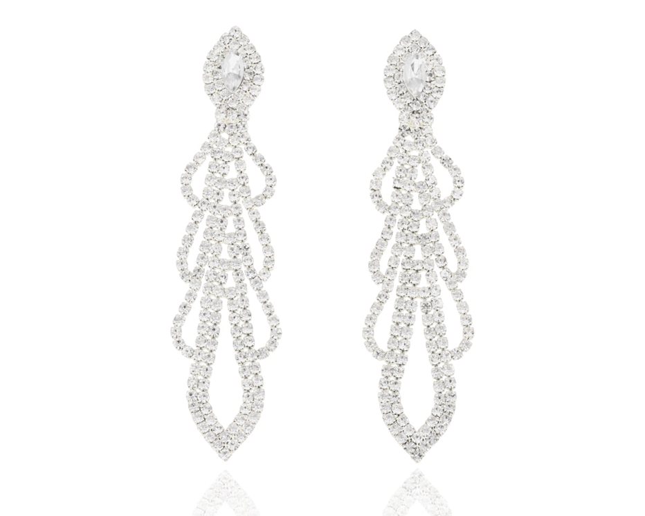 Kolczyki cyrkonie długie ażur