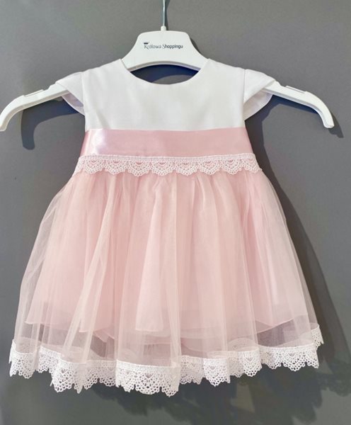 Sukienka dziecięca pas dół koronka róż