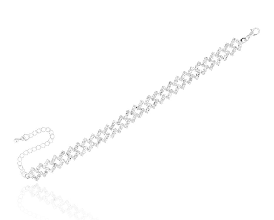 Bransoleta cyrkoniowa romby srebro