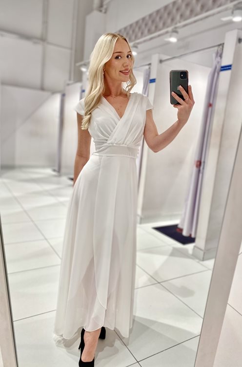 Sukienka długa zwiewna szyfon biały