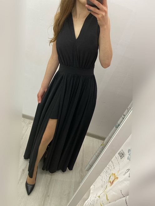 Długa sukienka brokatowa czarna