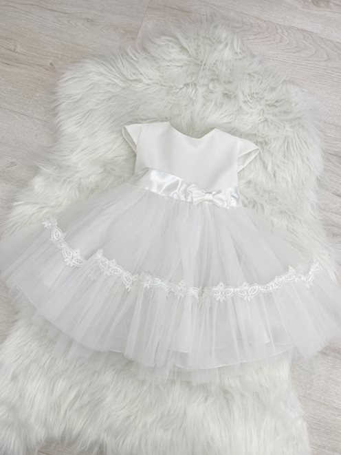 Sukienka dziecięca aplikacja w pasie biel