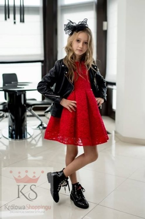Sukienka koronka dziecko czerwień