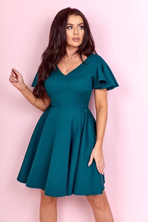 Sukienka krótka rękawek falbanka zieleń