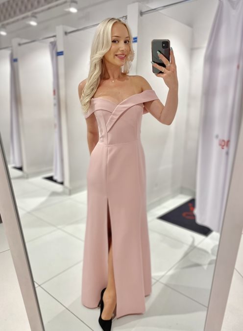 Długa sukienka na ramiączkach dopasowana brudny r.