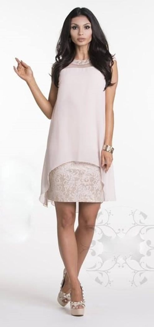 Sukienka maskująca biała siateczka spód beż