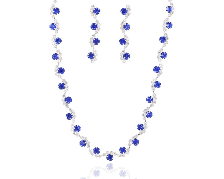 Naszyjnik z kolczykami niebieski\czerwony