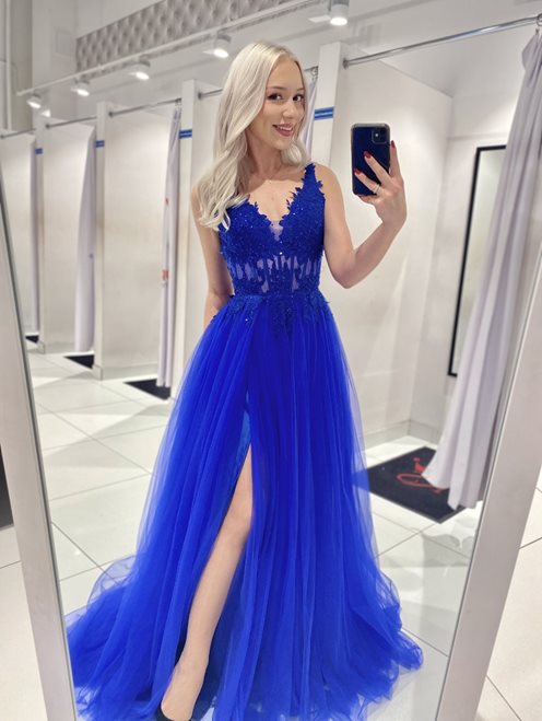 Sukienka długa tiulowa gorset koronka chaber