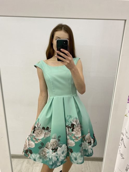 Sukienka kwiaty krótka mięta