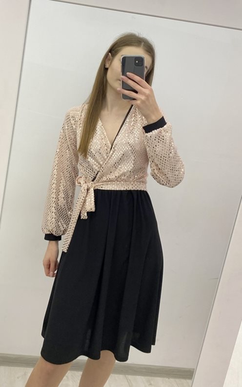 sukienka krótka błysk pasek pomarańcz