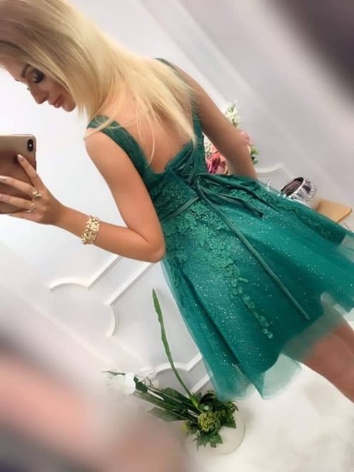 Princeska biała koronka zielony