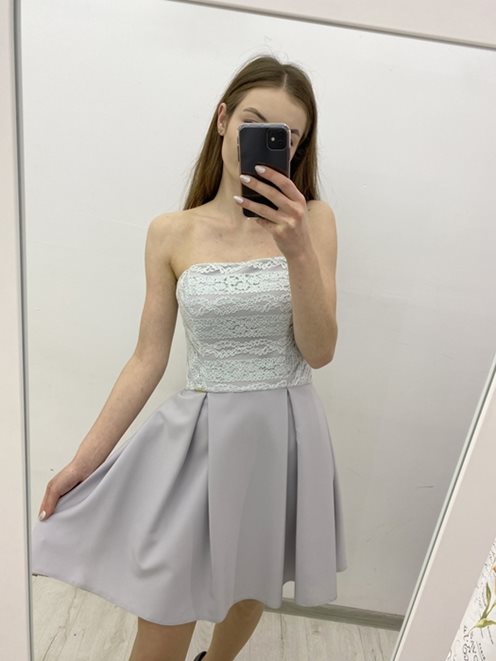 Sukienka gorset koronka szary