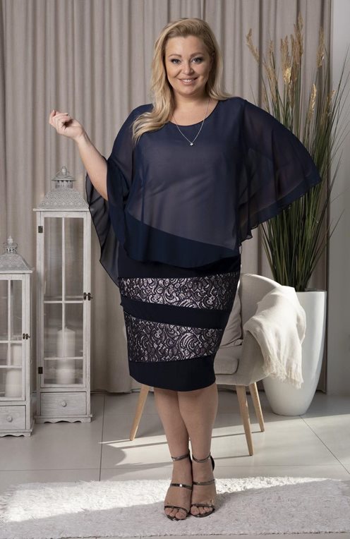 Sukienka maskująca z narzutką wzór granat