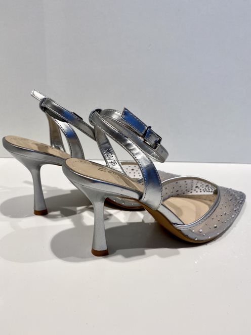 Czółenka na szpilce przód cyrkonie srebro