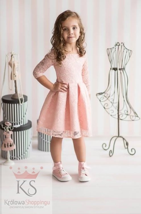 Sukienka koronka dziecko róż