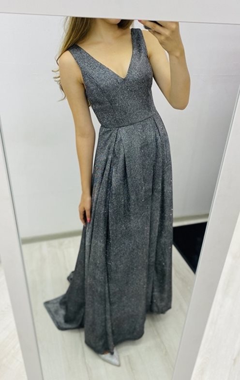 Sukienka na grubych ramiączkach błyszcząca czarny