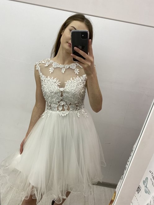 Sukienka princeska zabudowana gumka tył biała