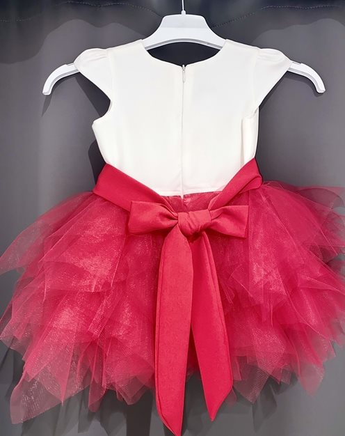 Sukienka dziecięca tiul i aplikacja malina