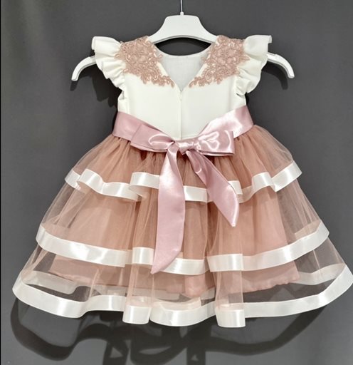 Sukienka dziecięca z falbankami na rękawku wrzos