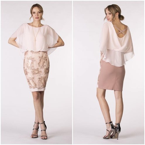 sukienka krótka z narzutką plecy X brąz