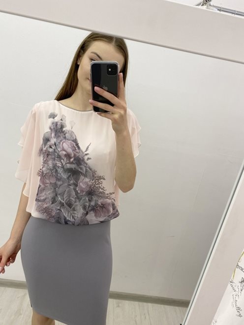 sukienka krótka zakładany rękawek dół szary